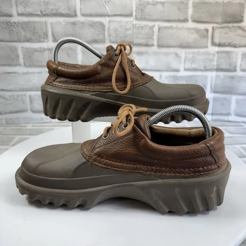 Crocs All Terrain Axle Men's 8 Brown Leather Duck Boat Lace Up Clogs Comfy Shoes